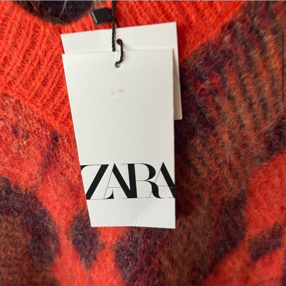 M 🔖 ZARA Wool Alpaca Blended Argyle Sweater V-neck - Picture 8 of 12